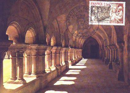 Carte-maximum : le cloitre de l'Abbaye de Fontenay - Cote-d'Or - Bourgogne - France (26 k)