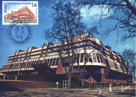 Carte-maximum : le Palais de l'Europe - Strasbourg - Bas-Rhin - Alsace - France (40 k)