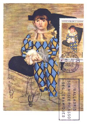 Carte-maximum : � l'Arlequin �, tableau de Picasso (34 k)